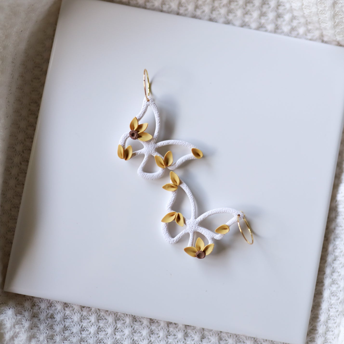 Sunflower Butterfly Hoops